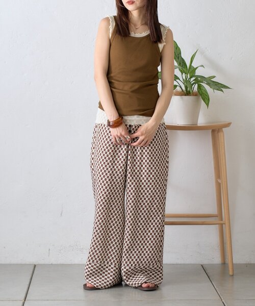 CIAOPANIC TYPY(チャオパニックティピー)の「【AMALFI】アソート柄ワイドイージーパンツ(その他パンツ・レディース・グリーン/ブラウン・MEDIUM/SMALL)」の9枚目の写真