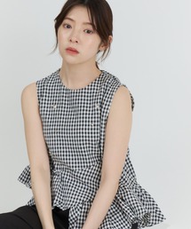 2026春夏新作 フラワーモチーフペプラムブラウス