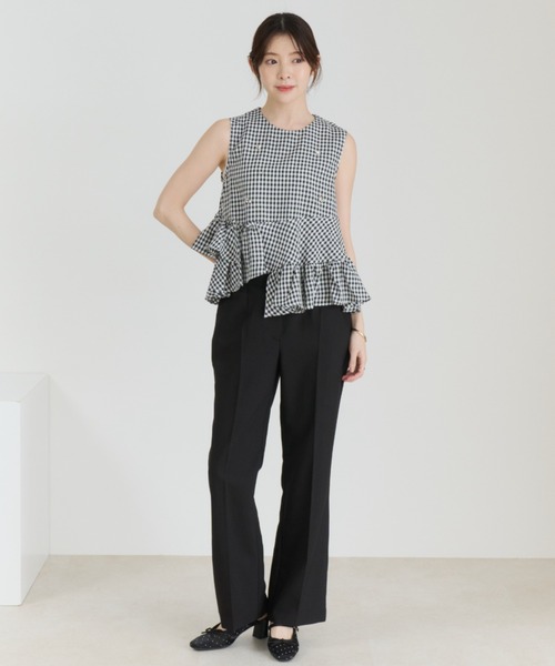 MISCH MASCH(ミッシュマッシュ)の「2026春夏新作 フラワーモチーフペプラムブラウス(シャツ/ブラウス・レディース・イエロー/ブラック×ホワイト・フリ-)」の12枚目の写真