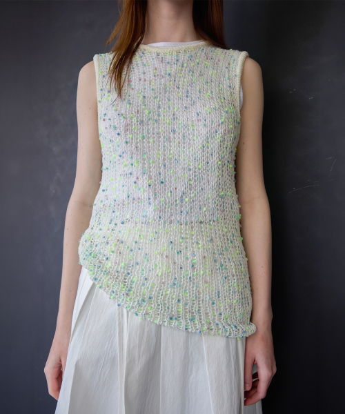 LEVAR(レバー)の「Pebble Grain Knit Vest - Mint Pebble(ニット/セーター・レディース・ミント・FREE)」の1枚目の写真