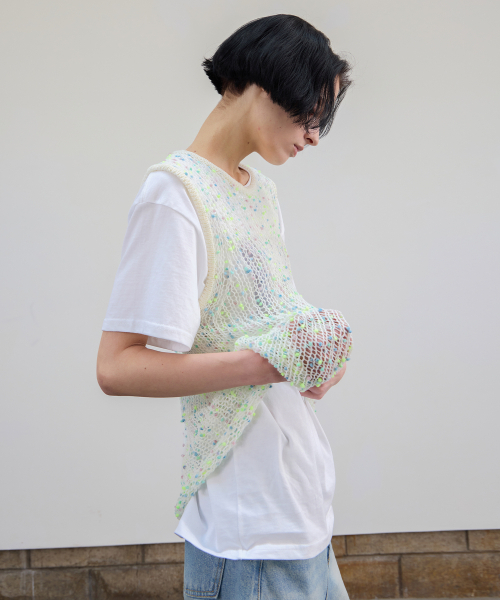 LEVAR(レバー)の「Pebble Grain Knit Vest - Mint Pebble(ニット/セーター・レディース・ミント・FREE)」の3枚目の写真