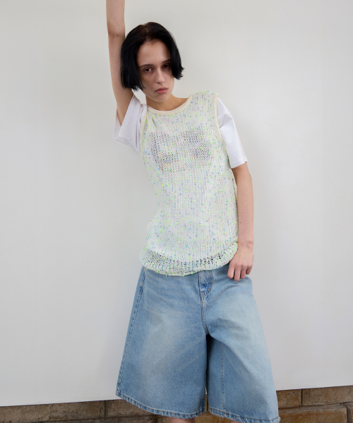 LEVAR(レバー)の「Pebble Grain Knit Vest - Mint Pebble(ニット/セーター・レディース・ミント・FREE)」の4枚目の写真