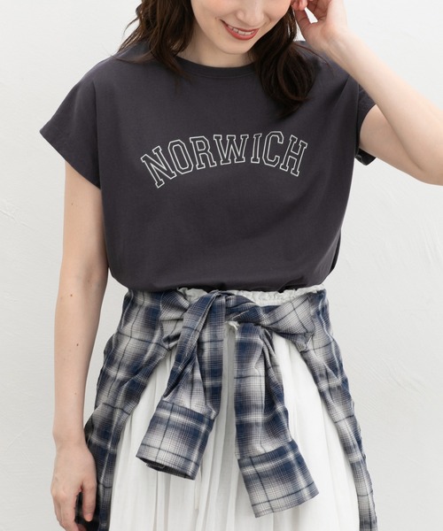 Honeys(ハニーズ)の「【接触冷感・ひんやりコットン】ひんやり綿フレンチロゴT(Tシャツ/カットソー・レディース・レッド系1/ダークブラウン系1/カーキ/スミクロ/ブラック・S/LL/M/L)」の18枚目の写真