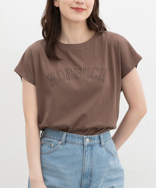Honeys(ハニーズ)の「【接触冷感・ひんやりコットン】ひんやり綿フレンチロゴT(Tシャツ/カットソー・レディース・レッド系1/ダークブラウン系1/カーキ/スミクロ/ブラック・S/LL/M/L)」の20枚目の写真