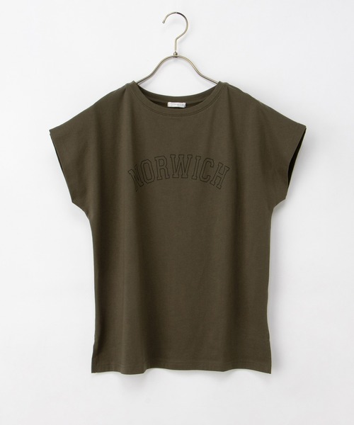Honeys(ハニーズ)の「【接触冷感・ひんやりコットン】ひんやり綿フレンチロゴT(Tシャツ/カットソー・レディース・レッド系1/ダークブラウン系1/カーキ/スミクロ/ブラック・S/LL/M/L)」の13枚目の写真