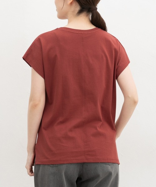 Honeys(ハニーズ)の「【接触冷感・ひんやりコットン】ひんやり綿フレンチロゴT(Tシャツ/カットソー・レディース・レッド系1/ダークブラウン系1/カーキ/スミクロ/ブラック・S/LL/M/L)」の8枚目の写真