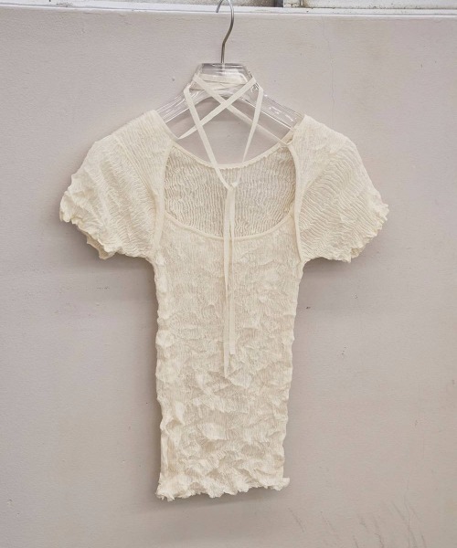 TODAYFUL(トゥデイフル)の「【TODAYFUL/トゥデイフル】2way Sheer Knittops/2ウェイシアーニットトップス(Tシャツ/カットソー・レディース・ライトブルー/アイボリー/オリーブ・FREE)」の7枚目の写真