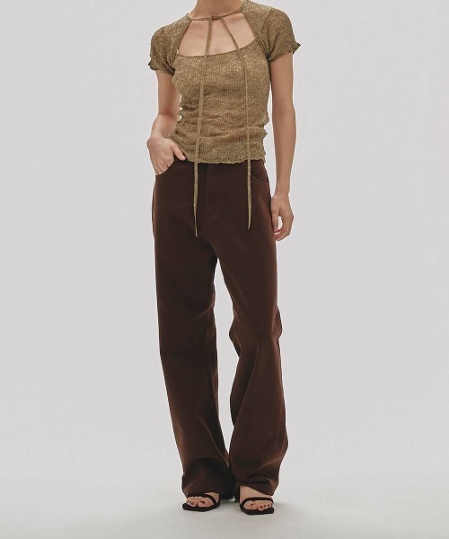 TODAYFUL(トゥデイフル)の「【TODAYFUL/トゥデイフル】2way Sheer Knittops/2ウェイシアーニットトップス(Tシャツ/カットソー・レディース・ライトブルー/アイボリー/オリーブ・FREE)」の9枚目の写真