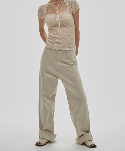 TODAYFUL(トゥデイフル)の「【TODAYFUL/トゥデイフル】2way Sheer Knittops/2ウェイシアーニットトップス(Tシャツ/カットソー・レディース・ライトブルー/アイボリー/オリーブ・FREE)」の4枚目の写真