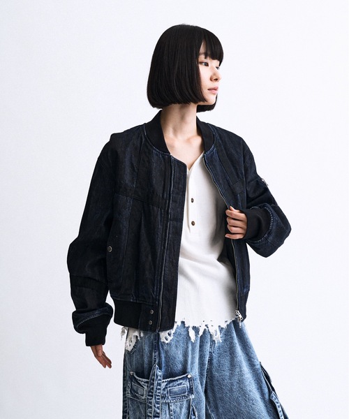 PHILTHEORY(フィルセオリー)の「Weathered coating denim MA-1 / ウェザードコーティングデニムMA-1(MA-1・メンズ・ブルー/ブラック・1/3/2)」の17枚目の写真
