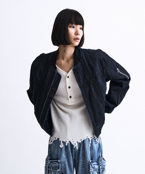 PHILTHEORY(フィルセオリー)の「Weathered coating denim MA-1 / ウェザードコーティングデニムMA-1(MA-1・メンズ・ブルー/ブラック・1/3/2)」の15枚目の写真