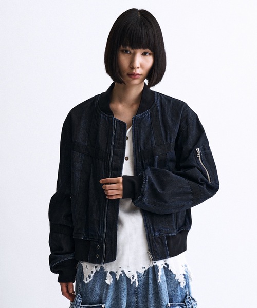 PHILTHEORY(フィルセオリー)の「Weathered coating denim MA-1 / ウェザードコーティングデニムMA-1(MA-1・メンズ・ブルー/ブラック・1/3/2)」の14枚目の写真