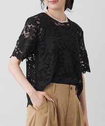 スカート レース 花柄 シャツ ブラウス スカート」に該当するブラック