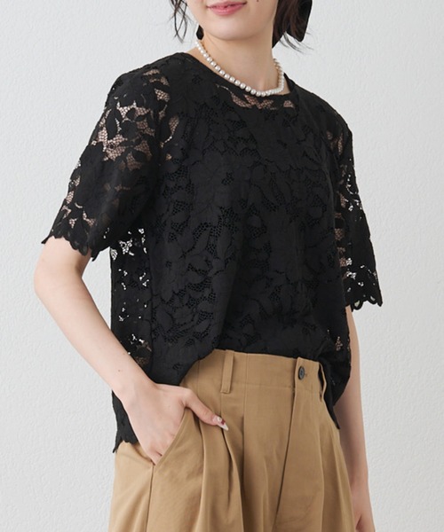 花柄コード刺繍スカラップレースブラウス（シャツ/ブラウス）｜PUAL CE