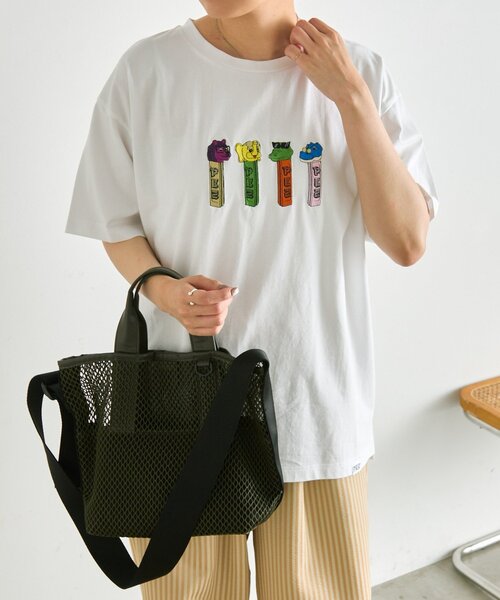 ear PAPILLONNER(イアパピヨネ)の「【PEZ(ペッツ)×ear】Tシャツ《UVカット/吸水速乾/接触冷感あり》(Tシャツ/カットソー・レディース・ホワイト/ブラック・FREE)」の2枚目の写真