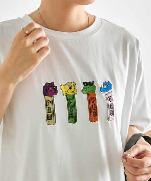 ear PAPILLONNER(イアパピヨネ)の「【PEZ(ペッツ)×ear】Tシャツ《UVカット/吸水速乾/接触冷感あり》(Tシャツ/カットソー・レディース・ホワイト/ブラック・FREE)」の7枚目の写真