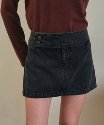 Nova curve mini denim skirt_Black(O25-SK09)