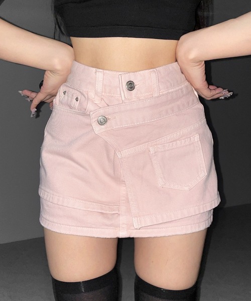 me+em select(ミームセレクト)の「【 インパン裏地付き 】ヴィンテージピンクレイヤードデニムミニスカート / vintage pink denim mini skirt(デニムスカート・レディース・ピンク・SMALL/MEDIUM/LARGE)」の19枚目の写真