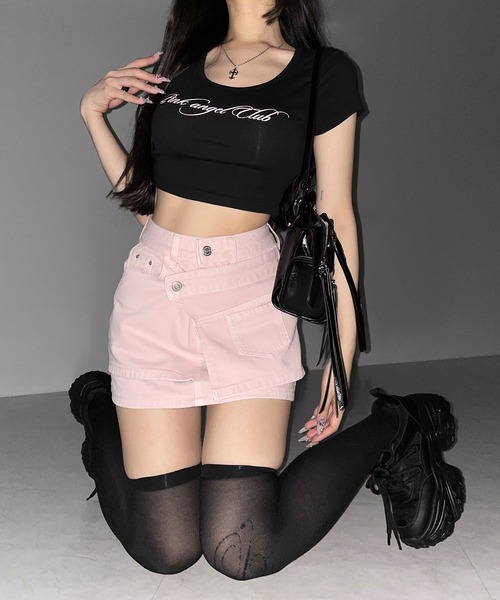 me+em select(ミームセレクト)の「【 インパン裏地付き 】ヴィンテージピンクレイヤードデニムミニスカート / vintage pink denim mini skirt(デニムスカート・レディース・ピンク・SMALL/MEDIUM/LARGE)」の3枚目の写真