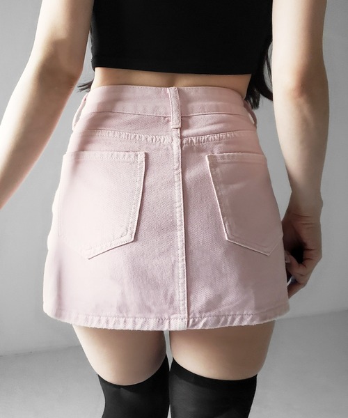 me+em select(ミームセレクト)の「【 インパン裏地付き 】ヴィンテージピンクレイヤードデニムミニスカート / vintage pink denim mini skirt(デニムスカート・レディース・ピンク・SMALL/MEDIUM/LARGE)」の6枚目の写真