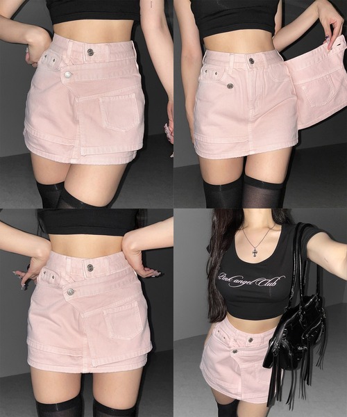 me+em select(ミームセレクト)の「【 インパン裏地付き 】ヴィンテージピンクレイヤードデニムミニスカート / vintage pink denim mini skirt(デニムスカート・レディース・ピンク・SMALL/MEDIUM/LARGE)」の16枚目の写真