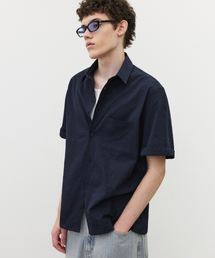 SUARE（スアレ）の「エアリーリングルハーフシャツネイビー（シャツ/ブラウス）」