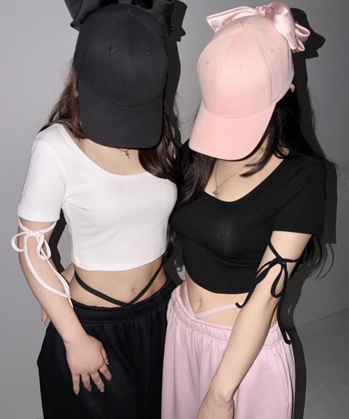 me+em select(ミームセレクト)の「【 2color 】リボンスクエアネックタイトTシャツ / ribbon square neck tight T-shirts(Tシャツ/カットソー・レディース・ホワイト/ブラック・FREE)」の18枚目の写真