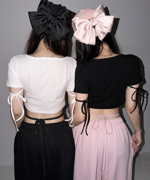 me+em select(ミームセレクト)の「【 2color 】リボンスクエアネックタイトTシャツ / ribbon square neck tight T-shirts(Tシャツ/カットソー・レディース・ホワイト/ブラック・FREE)」の21枚目の写真