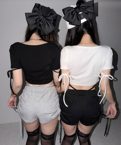 me+em select(ミームセレクト)の「【 2color 】リボンスクエアネックタイトTシャツ / ribbon square neck tight T-shirts(Tシャツ/カットソー・レディース・ホワイト/ブラック・FREE)」の17枚目の写真