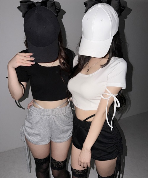 me+em select(ミームセレクト)の「【 2color 】リボンスクエアネックタイトTシャツ / ribbon square neck tight T-shirts(Tシャツ/カットソー・レディース・ホワイト/ブラック・FREE)」の16枚目の写真