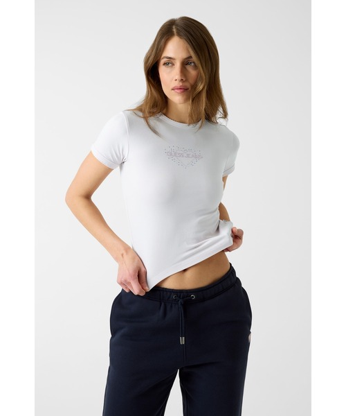 GUESS JEANS(ゲスジーンズ)の「GUESS JEANS Rhinestone Heart Tee Tシャツ 半袖(Tシャツ/カットソー・レディース・ホワイト/ブラック・X-SMALL/SMALL/MEDIUM/LARGE)」の15枚目の写真