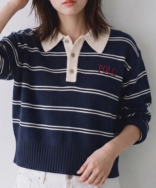POLO BCS(ポロ ビーシーエス)の「【POLO BCS】バイカラーボーダーニットポロ(ポロシャツ・レディース・ネイビー/グレー/ブラウン・M/L)」の14枚目の写真