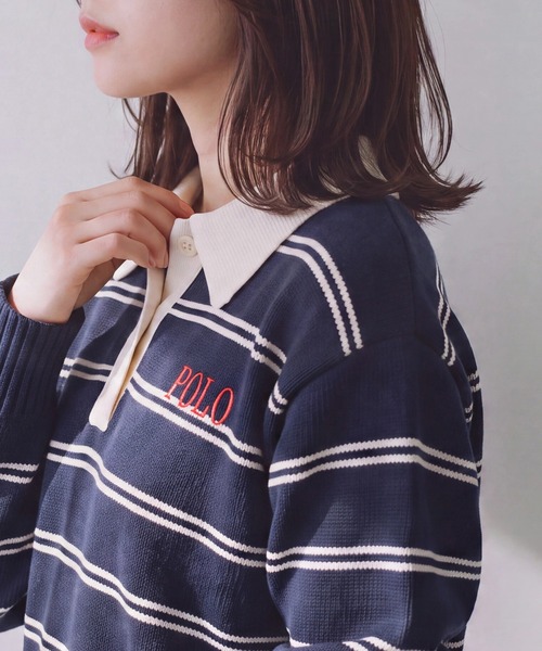 POLO BCS(ポロ ビーシーエス)の「【POLO BCS】バイカラーボーダーニットポロ(ポロシャツ・レディース・ネイビー/グレー/ブラウン・M/L)」の15枚目の写真