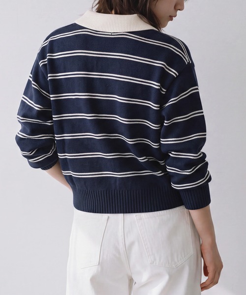 POLO BCS(ポロ ビーシーエス)の「【POLO BCS】バイカラーボーダーニットポロ(ポロシャツ・レディース・ネイビー/グレー/ブラウン・M/L)」の16枚目の写真