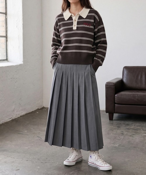 POLO BCS(ポロ ビーシーエス)の「【POLO BCS】バイカラーボーダーニットポロ(ポロシャツ・レディース・ネイビー/グレー/ブラウン・M/L)」の7枚目の写真