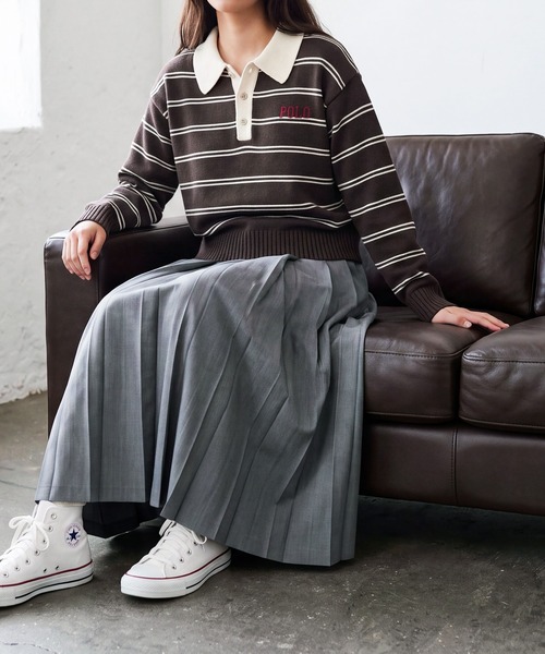 POLO BCS(ポロ ビーシーエス)の「【POLO BCS】バイカラーボーダーニットポロ(ポロシャツ・レディース・ネイビー/グレー/ブラウン・M/L)」の8枚目の写真