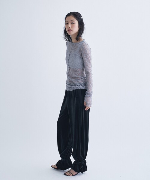 CODE A（コードエー）の「velour easy pants（その他パンツ・レディース・グレー/ブラック・36/38）」の5枚目の写真