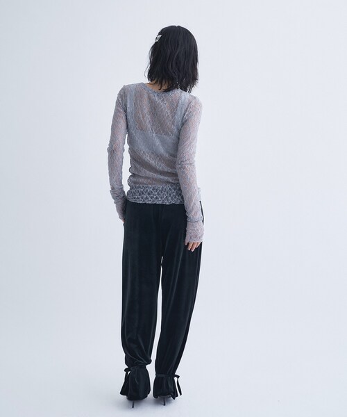 CODE A（コードエー）の「velour easy pants（その他パンツ・レディース・グレー/ブラック・36/38）」の6枚目の写真