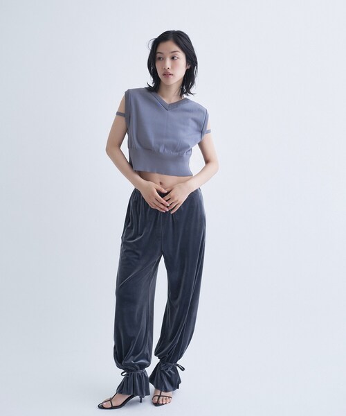 CODE A（コードエー）の「velour easy pants（その他パンツ・レディース・グレー/ブラック・36/38）」の12枚目の写真