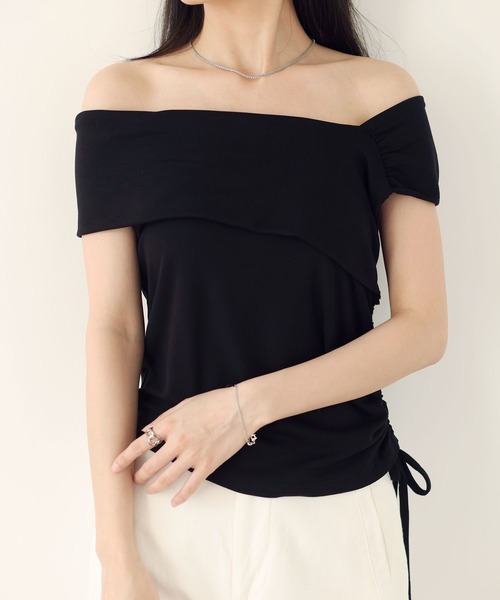 MAISON DE THERESE(メゾン ド テレーズ)の「2wayネック ボートネック ドレープサマーニット(ニット/セーター・レディース・Black/White/BROWN・M)」の1枚目の写真