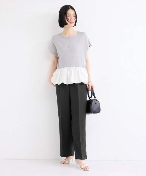 le cercle ADAM ET ROPE'（ルセルクルアダムエロペ）の「タンブラーブッチャーセンタープレスパンツ/セットアップ対応（スラックス・レディース・チャコールグレー/ダークブラウン・FREE）」の3枚目の写真