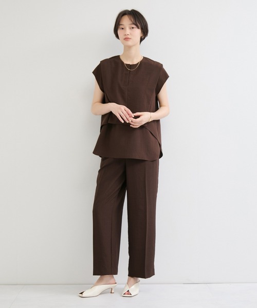 le cercle ADAM ET ROPE'（ルセルクルアダムエロペ）の「タンブラーブッチャーセンタープレスパンツ/セットアップ対応（スラックス・レディース・チャコールグレー/ダークブラウン・FREE）」の9枚目の写真