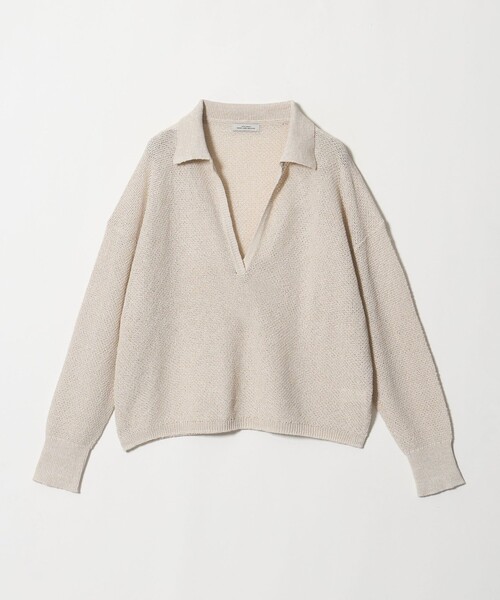 green label relaxing（グリーンレーベルリラクシング）の「メランジ スキッパー ニット（ニット/セーター・レディース・ベージュ/ナチュラル/ネイビー・FREE）」の2枚目の写真