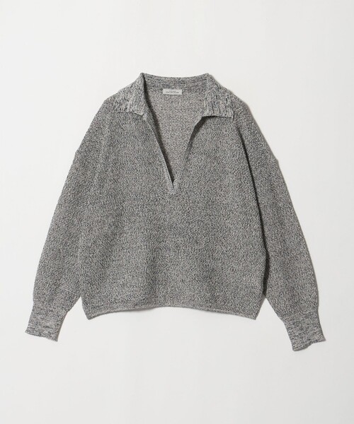 green label relaxing（グリーンレーベルリラクシング）の「メランジ スキッパー ニット（ニット/セーター・レディース・ベージュ/ナチュラル/ネイビー・FREE）」の3枚目の写真