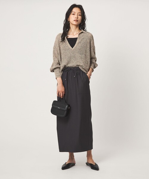 green label relaxing（グリーンレーベルリラクシング）の「メランジ スキッパー ニット（ニット/セーター・レディース・ベージュ/ナチュラル/ネイビー・FREE）」の5枚目の写真