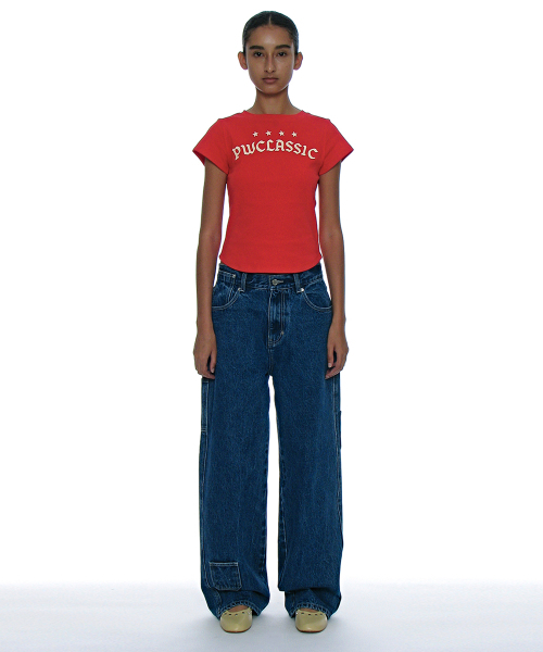 PARTIMENTO WOMEN(パルティメントウィメン)の「クラシックロゴプリンテッドショートスリーブTシャツ_レッド(Tシャツ/カットソー・レディース・その他・SMALL/MEDIUM)」の2枚目の写真