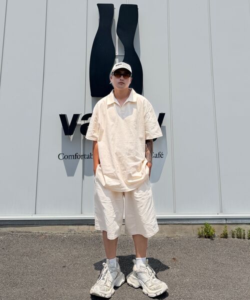 CARGOBROS（カーゴブロス）の「リネンライクピンタックワイドショートパンツ（ベージュ）（その他パンツ・メンズ・その他・LARGE/X-LARGE）」の8枚目の写真
