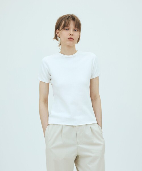 v::room（ヴィルーム）の「V::room コットンバイアスフリース ハーフスリーブプルオーバー（Tシャツ/カットソー・レディース・ブラック/ホワイト・FREE）」の4枚目の写真