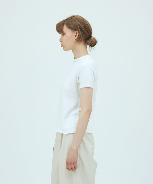 v::room（ヴィルーム）の「V::room コットンバイアスフリース ハーフスリーブプルオーバー（Tシャツ/カットソー・レディース・ブラック/ホワイト・FREE）」の5枚目の写真