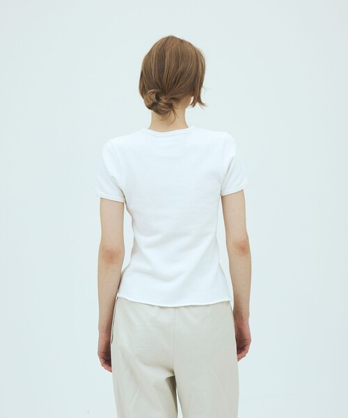 v::room（ヴィルーム）の「V::room コットンバイアスフリース ハーフスリーブプルオーバー（Tシャツ/カットソー・レディース・ブラック/ホワイト・FREE）」の6枚目の写真